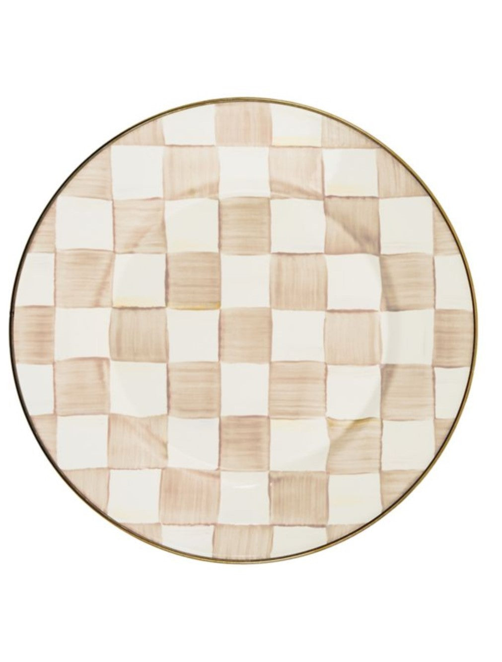 Mocha Check Dinner Plate