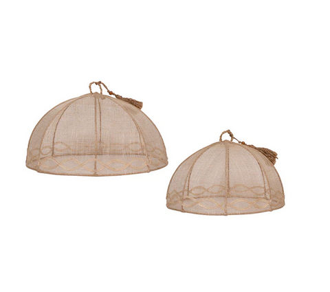 Tuileries Garden Mesh Round Food Cover 2 Piece Set - Natural