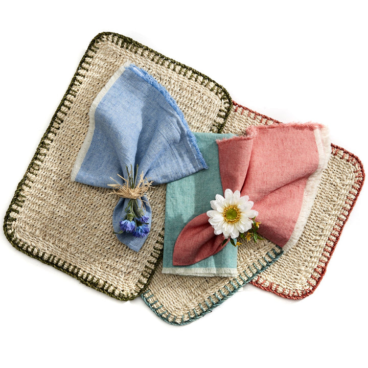 Herringbone Fringe Napkin Turquoise Set of 4