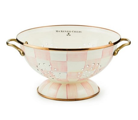 Rosy Check Enamel Colander Large