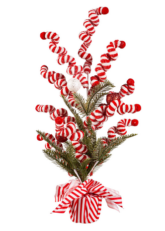 Candy Cane Artificial Potted Tree