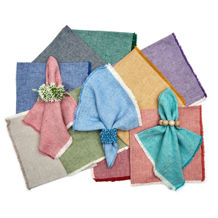 Herringbone Fringe Napkin Turquoise Set of 4