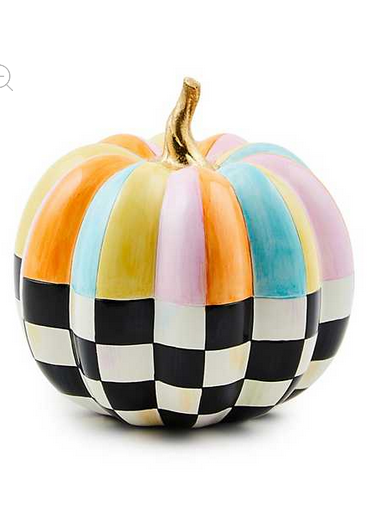 Cotton Candy Mini Check and Stripe Pumpkin