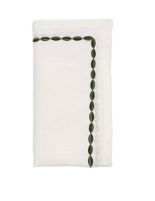 Swag Napkin in White, Green and Gold