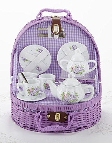 Tea Set Basket Purple Dancer
