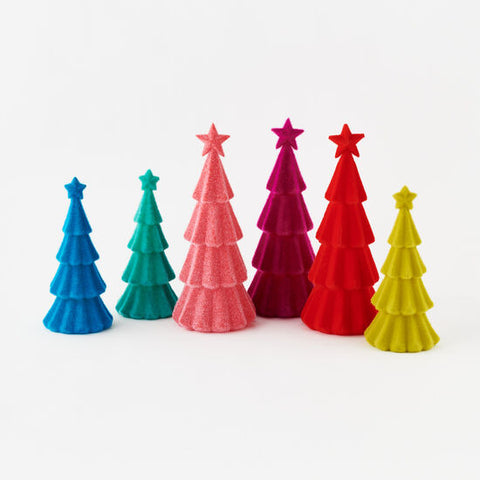 Flocked Tree Assorted Color - Small