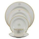 Signature Salad Plate White/Gold with Monogram
