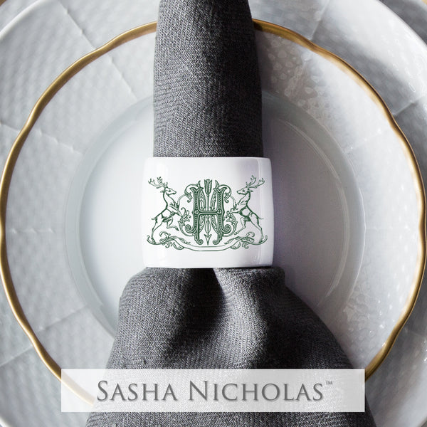 Oval Napkin Ring With Stag Monogram