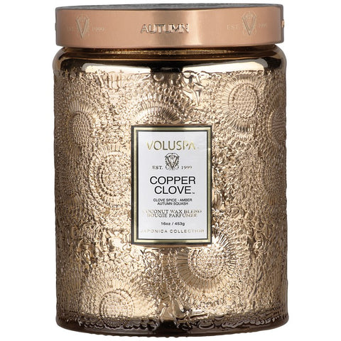 Lg Embossed Jar Candle Copper Clove