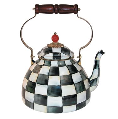 Courtly Check Enamel Tea Kettle 3 Qt