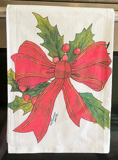 Christmas Bow Tea Towel