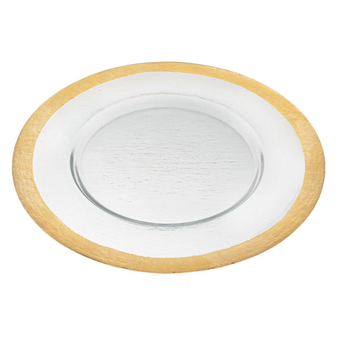 Border Round Glass Charger Gold