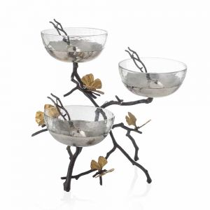 Butterfly Ginkgo Triple Bowl Set with Spoons