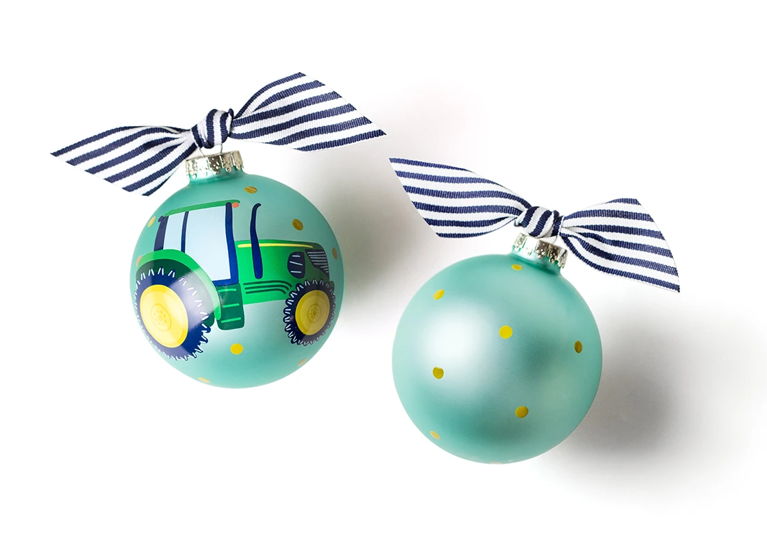 On The Farm Tractor Glass Ornament