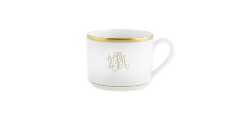 Signature Can Tea Cup White/Gold with Monogram