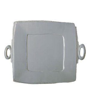 Lastra Gray Sq Handled Platter