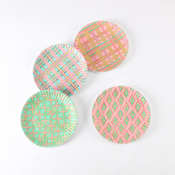Diamond and Plaid "Paper" Plate Asst Set of 4