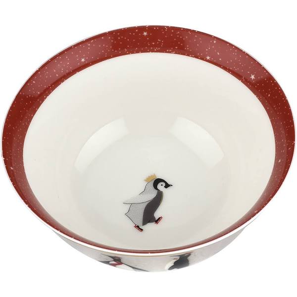 Christmas Penguin Candy Bowl Red