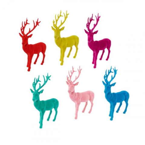 Large Flocked Deer Assorted Colors