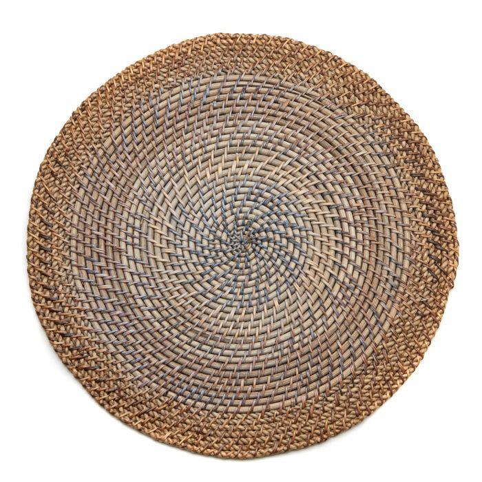 Shaded Rattan Round Placemat Grey