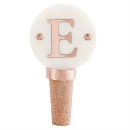 Initial Marble and Copper Bottle Topper E