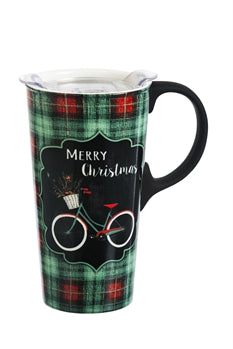 Ceramic Travel Cup Christmas Bike