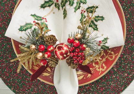 Xmas Cheer Napkin Ring Red, Green & Gold