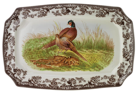Woodland Rect. Platter-Pheasant