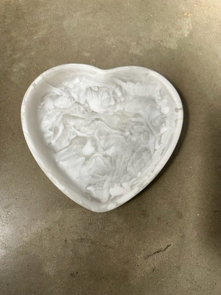 Heart Tray Small White Swirl