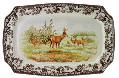 Woodland Rect Platter Mule Deer