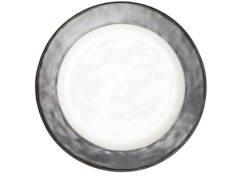 Emerson Round Dinner Plate  White/Pewter 11