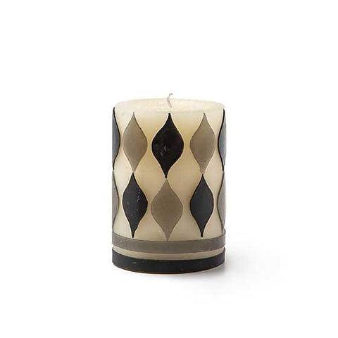 Marquee Pillar Candle Black & Grey 4inch