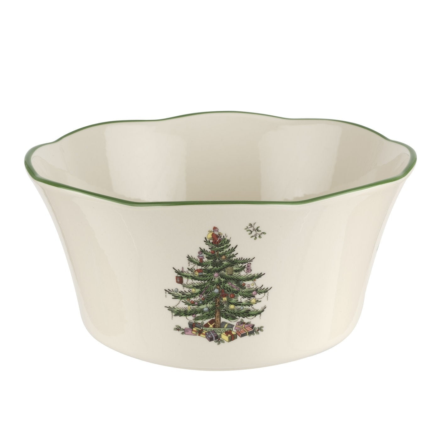 Christmas Tree Flared Scalloped Bowl 8.25inch