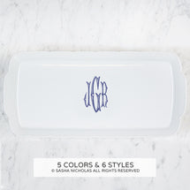 Weave White Hostess Platter With Monogram