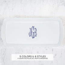 Weave White Hostess Platter With Monogram