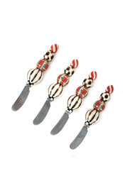 Red Tartan Canape Knives Set of 4