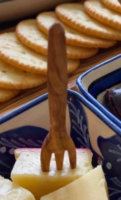 Olive Wood Appetizer Fork (4in)