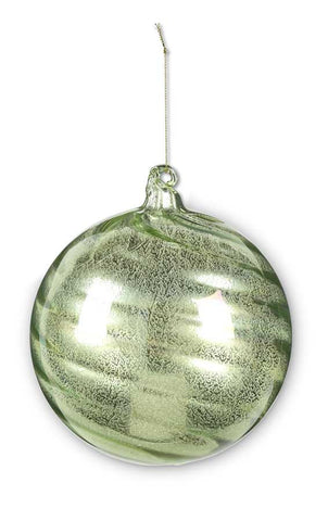 Lg Rd Glass Ornament Ribbon Swirl 7 inch