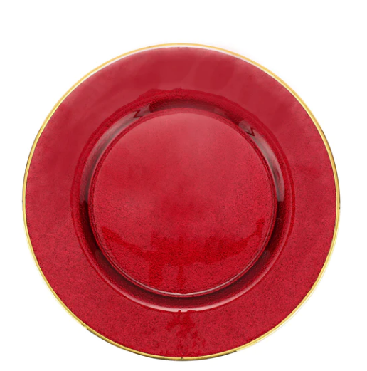 Metallic Glass Ruby Charger