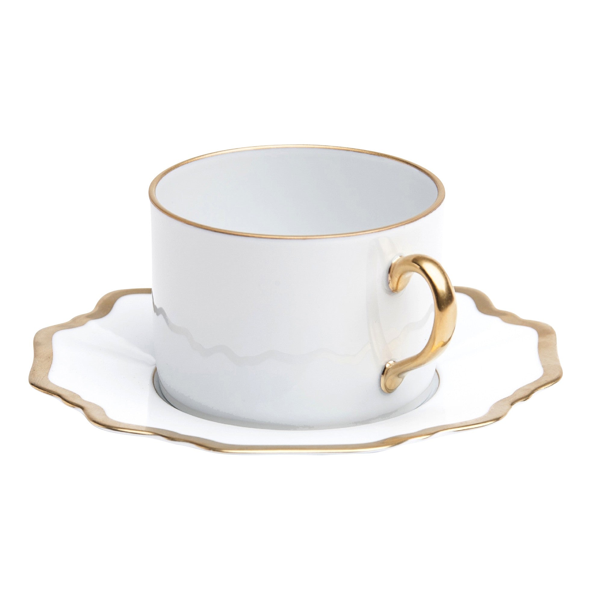 Antique White with Gold Rim Tea Cup