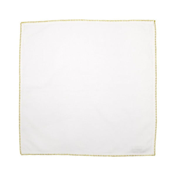 Cotone Ivory Napkins with Gold Stitching Set of 4