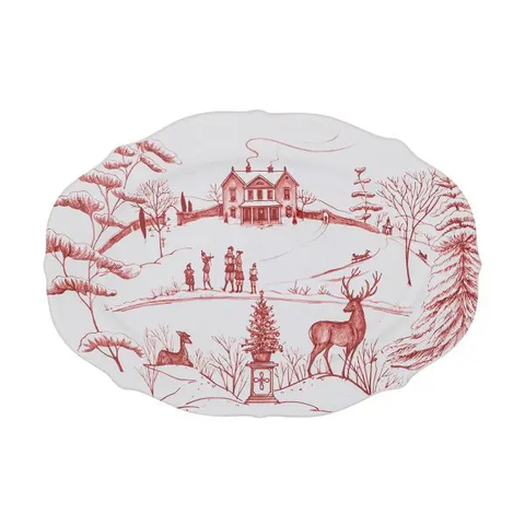 Country Estate Winter Frolic Tray Ruby 8 inch