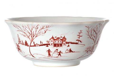 Country Estate Winter Frolic Cereal/Ice Cream Bowl Ruby