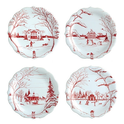 Country Estate Winter Frolic Party Plates Set of 4