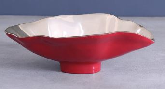 Thanni Maia Small Oval Bowl with Spoon Red and Gold