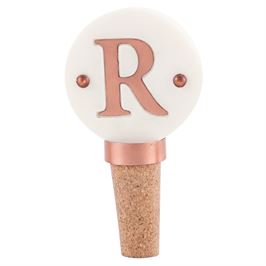 Initial Marble and Copper Bottle Topper R
