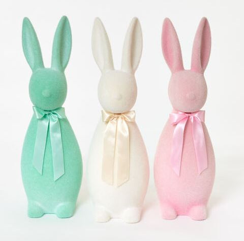 Flocked Pastel Button Nose Bunny  Large