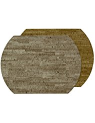 Cork Vinyl Oval Placemat Mercury/Sand Reversible