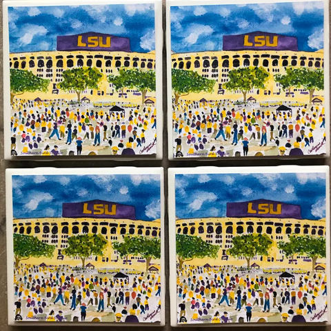 LSU Tiger Stadium Coasters Set of 4