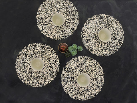 Pressed Petal Round Placemat Champagne